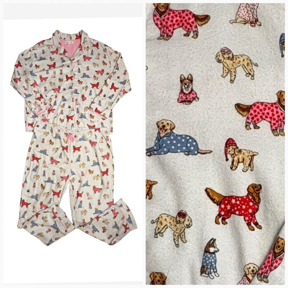 Karen Neuberger Live Love Lounge Dog Print Fleece Pajamas Set XXL Corgi Lab